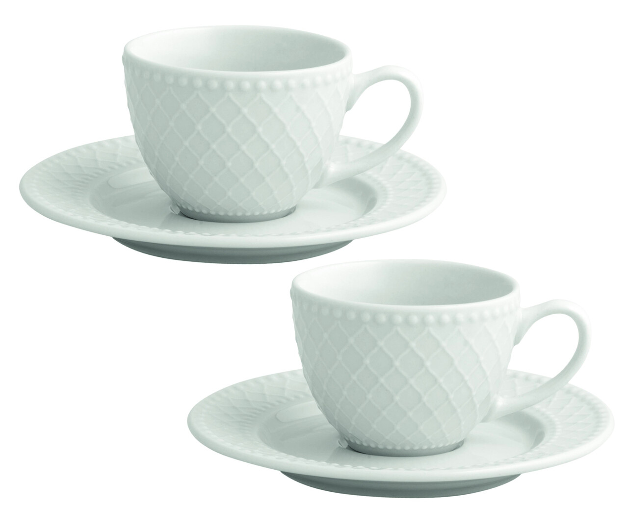 Set 2 cesti cu farfurie pentru cafea, Burlesque, Brandani, 13x5.5 cm, portelan - imagine 3